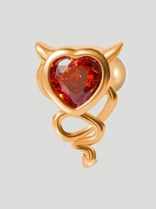 1PC Stainless Steel Red Zirconia Ear Studs Heart-Shaped Bat Evil Tragus Cartilage Screw Ball Earrings For Women Piercing Jewelry - As Shown - View 10