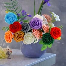10/25 peças Flores artificiais multicoloridas, espuma de marfim de cor verdadeira, rosas falsas com hastes, buquê de casamento faça você mesmo, arranjo central de chá de panela multicolorido, decoração de mesa de festa, embalagem de saco OPP (excluindo caixa), dia dos namorados, presente - Multicolorido - Ver 6