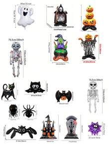 Globos de decoración de Halloween de aluminio con diseños de fantasmas, arañas, casas embrujadas, calaveras, brujas y Navidad - Multicolor - Ver 2