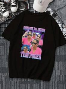 Men's T-Shirt Printed The Blood Of Jesus Has Power Meme Unisex Cotton Vintage IZPJ1 - Negro - Ver 1