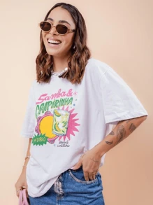 Camiseta com Estilo Único SAMPA E CAIPIRINHA Blusa Feminina