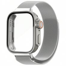 二合一米兰尼斯表带 + 可更换超级表壳 适用于华为 Fit 3 表带 不锈钢磁吸表带