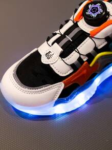 GUANGLAN USB Charging LED Light Up Shoes With 7-Color Rotating Button, Glowing Sneakers For Toddlers, Kids, Children, Boys, Girls, Youths In Spring/Autumn - Black - View 7