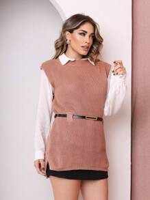 Her Vest With Belt Women's Fashion - 米色 - 查看 3