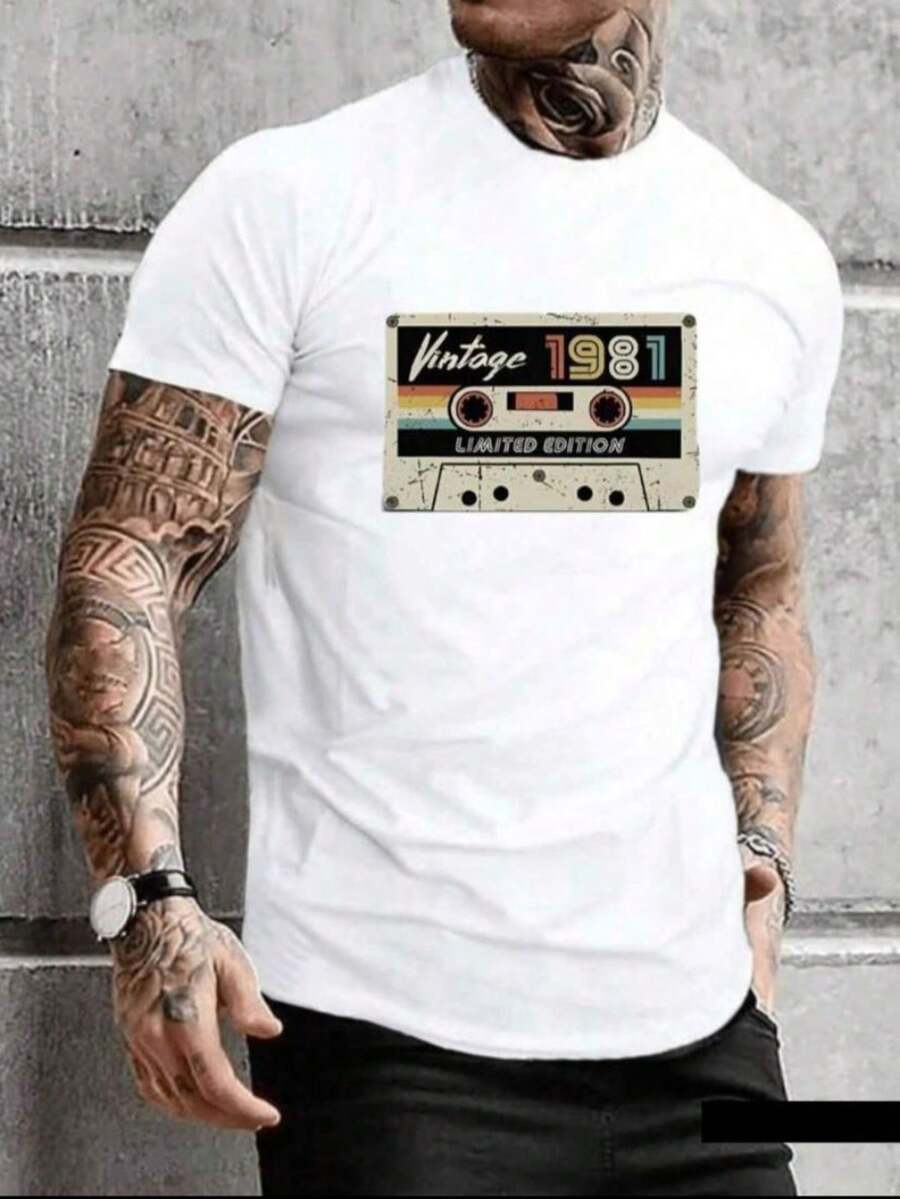 Vintage Men's T-Shirt 1981 100% Cotton Shirt Launch - 白色 - 查看 1