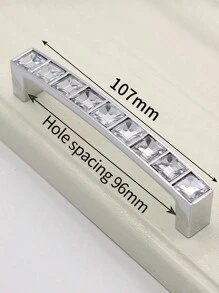 1 Stück/6 Stücke Kristall Schubladengriffe, transparente quadratische Diamant Metallgriffe, massiv Doppelloch Knöpfe für Weinschrank, Kleiderschrank, Schrank mit Schrauben, 64mm/96mm/128mm Lochabstand, Möbelbeschläge - Silber - Übersicht 5