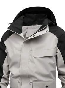 2024秋冬新款男士防风防水夹克，户外露营登山外套 - 淺灰色 - 查看 3