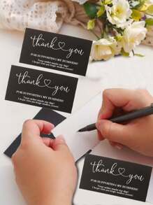 50/100 piezas - Tarjeta de agradecimiento en blanco y negro, "Le agradecemos por apoyar mi negocio", tarjeta de mensaje de agradecimiento a los clientes, tarjeta de agradecimiento en blanco y negro a juego para pequeños negocios, para decoración de negocios, etiquetas, embalaje de regalos, ideal para regalos, vacaciones, Navidad. - Multicolor - Ver 4