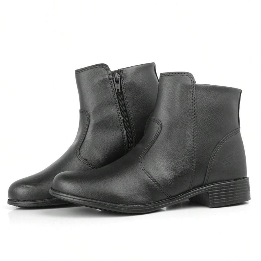 Women's Winter Comfort Zipper Boot Low Heel Women's Bootie - Black - View 1
