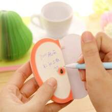 1 Piece Of 100 Page Cute Fruit Sticker, Bview Art Creative DIY Fruit Notebook, Stationery Office Apple Green Pear Postcard, Stationery Office Stationery, Bview Art Creative, Easy To Write Wishes, Mother's Day Gift Label,School Supplies,Back To School - Multicolor - View 4