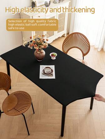 1pc Elastic Coated Splash-Proof Tablecloth, Square Elastic Half-Covered Table Cover With Simple Solid Color, No-Wash Outdoor Table Cover For Home Restaurant Use. Suitable For Table Thickness Of 1-3cm. For Tables Thicker Than 3cm, It Is Recommended To Choose A Larger Size.