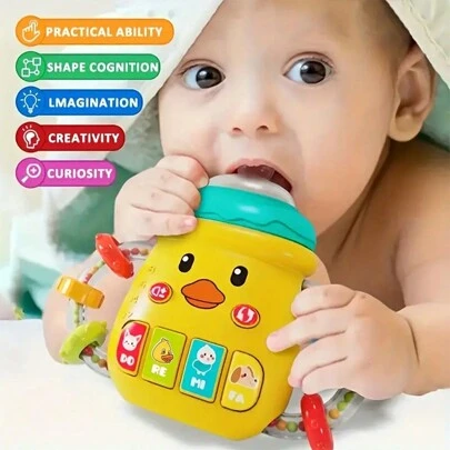 Interactive Singing & Light-Up Baby Bottle Toy - Chewable Teether For Newborn, Musical Bottle Gift Toy For Baby(Accessories Color Random)
