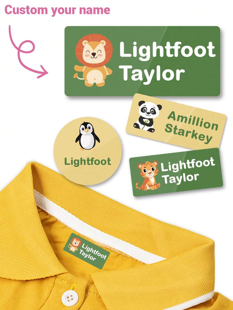 Pegatinas impermeables con nombre personalizado, etiquetas adhesivas de estilo de dibujos animados lindos, pegatinas de etiquetas con nombre personalizado para ropa, etiquetas decorativas personalizadas.