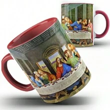 Caneca xicara porcelana Jesus Cristo Santa Ceia 24