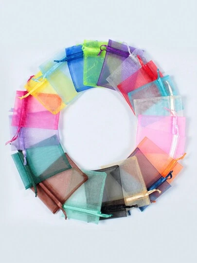 Organza Packaging Candy Transparent Drawstring Bags, Decorations, Small Pouches, Wedding