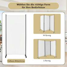 3-Part Foldable Room Divider, 180 Cm Privacy Screen With Metal Frame And Wear-Resistant Fabric, Folding Screen Partition With Wheels For Living Room & Office (White)