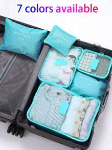 6pcs/Set - 1pc Travel Organizer Bag, Multi-Functional Storage Bag, Large Capacity Foldable Organizer Bag, Cosmetic Organizer Toiletry Bag, Multi-Functional Makeup Bag, Wardrobe Storage Bag, Large Capacity Luggage Bag, Clothing Storage Bag, Travel Toiletry Bag, Skincare Organizer Bag, Handbag, Clutch, Drawstring Bag