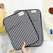 1 Stück kariertes Muster Tablette/iPad Hülle, Laptoptasche 14 Zoll mit mehrlagigem Stauraum, koreanischer Stil Schutzhülle für 10,2/10,9/11 Zoll iPad, 13/13,3/14 Zoll Laptop Schulunterricht Laptophülle Computertasche Reise Laptoptasche Schullaptoptasche Frauen Lehrertasche Laptoptasche College Computertasche Wohnheim - Verschiedenfarbig - Übersicht 11