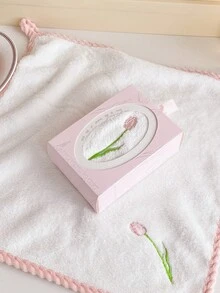 Embroidered Tulip Hand Towel Gift Set, Practical Gift For Bridesmaids, Weddings And Business Events - Pink - View 7
