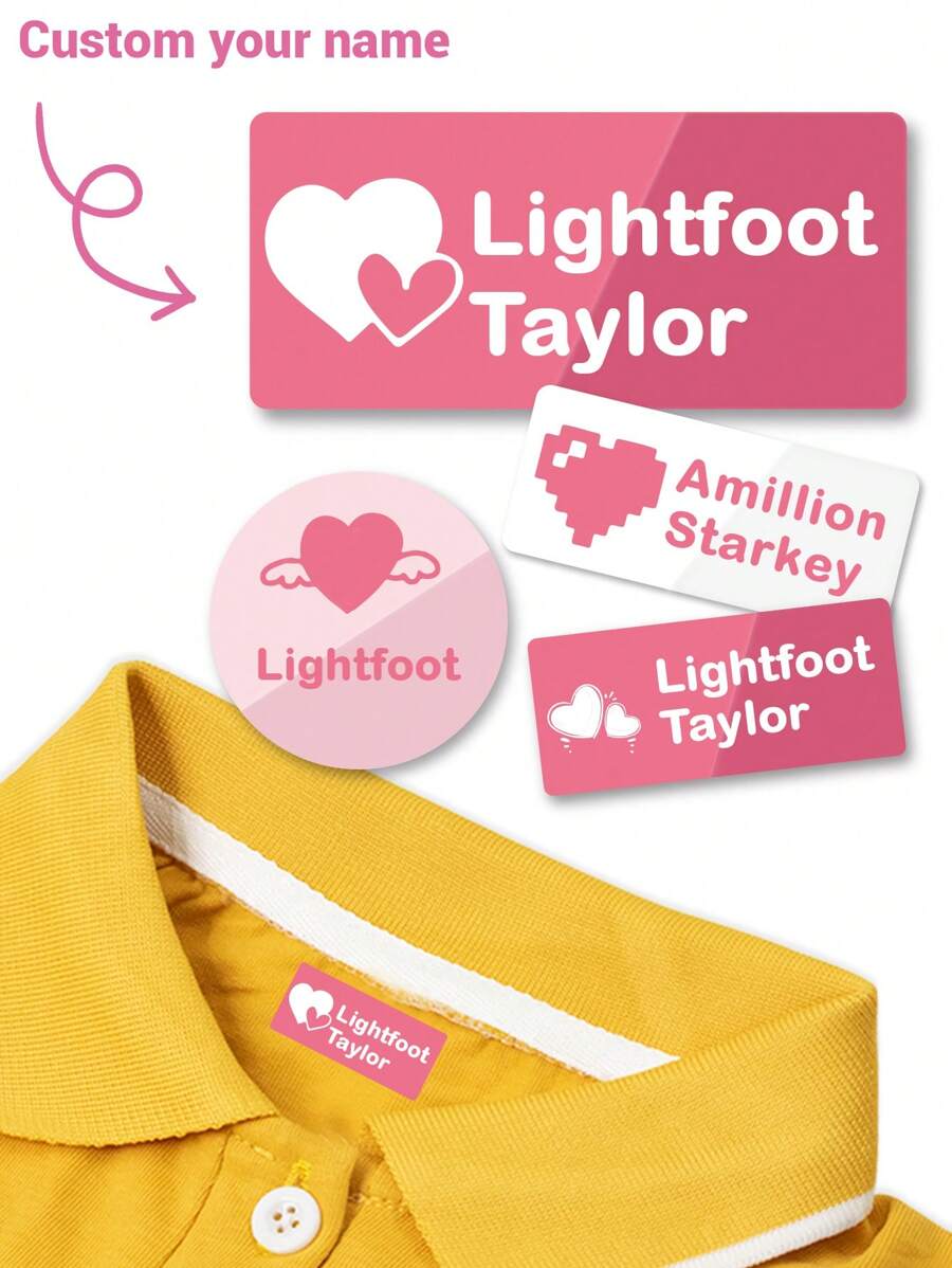 Pegatinas impermeables con nombre personalizado, etiquetas adhesivas de estilo de dibujos animados lindos, pegatinas de etiquetas de nombre personalizadas para ropa, etiquetas decorativas personalizadas.