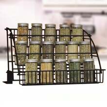 WANLECY 3 Tier Pull Down Cabinet Spice Rack Organizer Metal Storage Shelf For Kitchen - Black - View 3