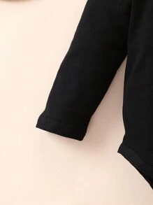 Baby Boy 2pcs/Set Letter Print Hooded Bodysuit And Pants Set - Black - View 5