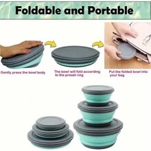 1pc Foldable Silicone Bowl With Lid, Lunch Box, Salad Bowl, Expandable Food Storage Container, Bento Box, High Quality Food Container For Camping, Travel, Office (Pink Small X1, Green Small X1, Pink Medium X1, Green Medium X1, Pink Large X1, Green Large X1, Pink Small/Medium/Large X3, Green Small/Medium/Large X3)