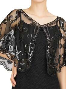 D EXCEED 1PC 女式盖茨比 1920 年代披肩亮片晚礼服披肩新娘披肩披肩短上衣派对婚礼万圣节角色扮演舞会