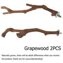 5pcs Bird Perch Stand With Grape Pepper Wood & Barkless Tree Branch Suitable For Parrots And Other Small Birds