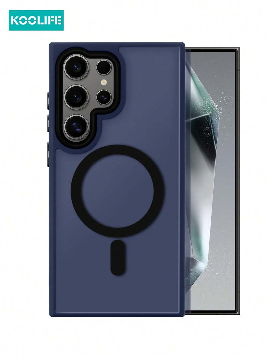 Ốp lưng iPhone cho nam Koolife 1 chiếc Ốp lưng điện thoại bảo vệ dày 2 trong 1 có khả năng hấp thụ từ tính, sạc không dây, PC + TPU mờ, tương thích với Samsung Galaxy S22/S22plus/S22Ultra/S23/S23Plus/S23Ultra/S24/S24Plus/S24Ultra, chống sốc và chống rơi - Màu xanh hải quân - Xem 1