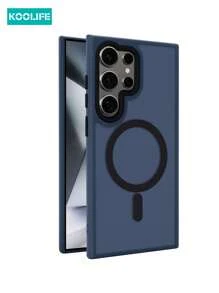 Ốp lưng iPhone cho nam Koolife 1 chiếc Ốp lưng điện thoại bảo vệ dày 2 trong 1 có khả năng hấp thụ từ tính, sạc không dây, PC + TPU mờ, tương thích với Samsung Galaxy S22/S22plus/S22Ultra/S23/S23Plus/S23Ultra/S24/S24Plus/S24Ultra, chống sốc và chống rơi - Màu xanh hải quân - Xem 3