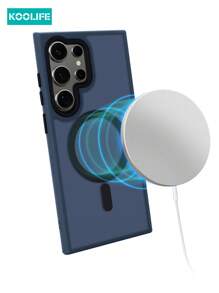 Ốp lưng iPhone cho nam Koolife 1 chiếc Ốp lưng điện thoại bảo vệ dày 2 trong 1 có khả năng hấp thụ từ tính, sạc không dây, PC + TPU mờ, tương thích với Samsung Galaxy S22/S22plus/S22Ultra/S23/S23Plus/S23Ultra/S24/S24Plus/S24Ultra, chống sốc và chống rơi - Màu xanh hải quân - Xem 5
