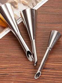 3pcs Stainless Steel Profiterole Tip, Puff Pastry Nozzle, Cream Piping Decorating Tips Set For Cake Baking Tools - Silver - View 9