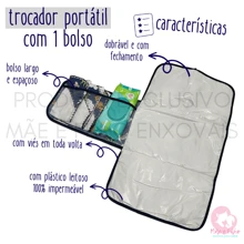 MeF Mae e Filho Portable Waterproof Baby Changing Pad With Pocket And Milky Plastic With 100% Cotton Printed Fabric - 粉紅大象 - 查看 2