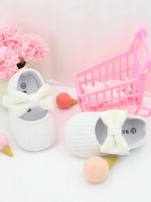 RABEISIR Giày Mary Jane nơ đáng yêu cho bé gái sơ sinh - Đế phẳng nhẹ, chống trượt và mềm mại để đi bộ trong nhà/ngoài trời quanh năm! - trắng - Xem 11