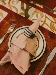 6 件万圣节餐巾环、迷你万圣节餐巾环、万圣节主题餐巾架、万圣节酒吧餐厅装饰（黑色骷髅爪）万圣节派对 - 萬聖節配件餐巾戒指 - 查看 5