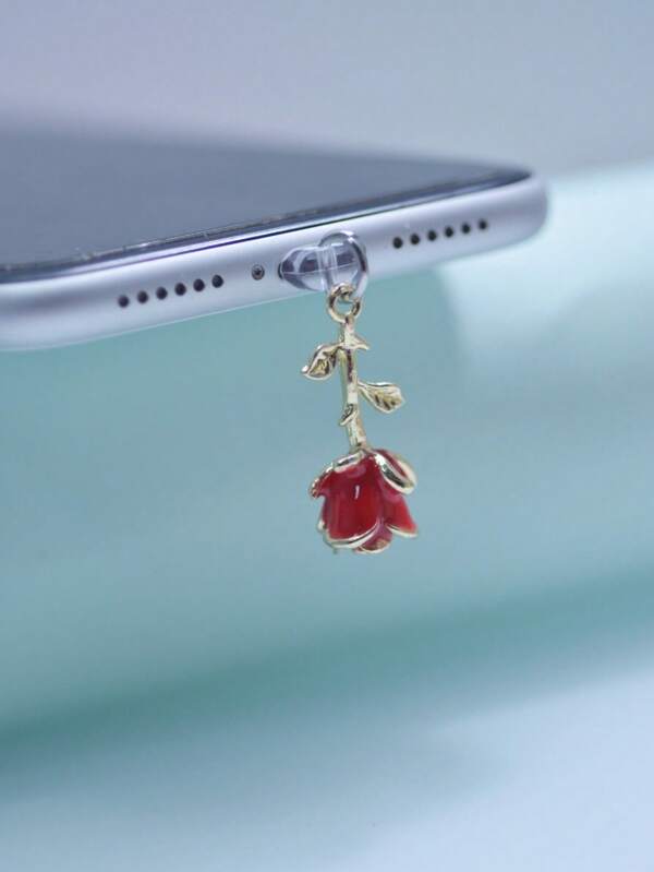 1 Piece Of Resin Rose Dust Plug Pendant, Y2K Aesthetic Mobile Phone Accessory, Compatible With IPhone/Type-C/Android Devices