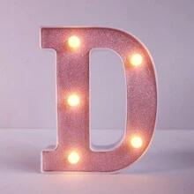 1pc Shiny Pink LED Letter Light, English Alphabet & Number Night Light, Battery Powered, Warm Glow, For Home Decor, Wall Decor, Kitchen Decor, Game Room Decor, Party Decor, Birthday Party, Outdoor Decor, Wedding Decor, Bedroom, Study, Graduation Party, Camping Decor