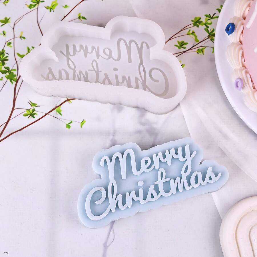 1 件圣诞快乐英文字母蜡烛硅胶模具 DIY 香薰石圣诞节圣诞装饰圣诞装饰品圣诞礼物 - 白色 - 查看 1