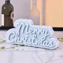 1 件圣诞快乐英文字母蜡烛硅胶模具 DIY 香薰石圣诞节圣诞装饰圣诞装饰品圣诞礼物 - 白色 - 查看 3