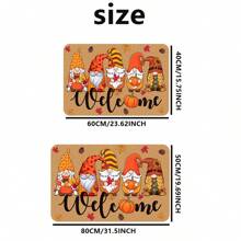 1pc Autumn Theme Doormat, Dwarf Autumn Element Pattern Slip-Resistant Outdoor Decorative Carpet Mat, Thanksgiving & Halloween Decor, Home Autumn Decoration