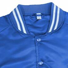 Men Solid Varsity Bomber Jacket Waterproof Fall Winter Summer Lightweight All Season Striped Trim Slant Pockets Baseball Jacket Snap Button - Royal Blue - View 3