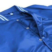 Men Solid Varsity Bomber Jacket Waterproof Fall Winter Summer Lightweight All Season Striped Trim Slant Pockets Baseball Jacket Snap Button - Royal Blue - View 4