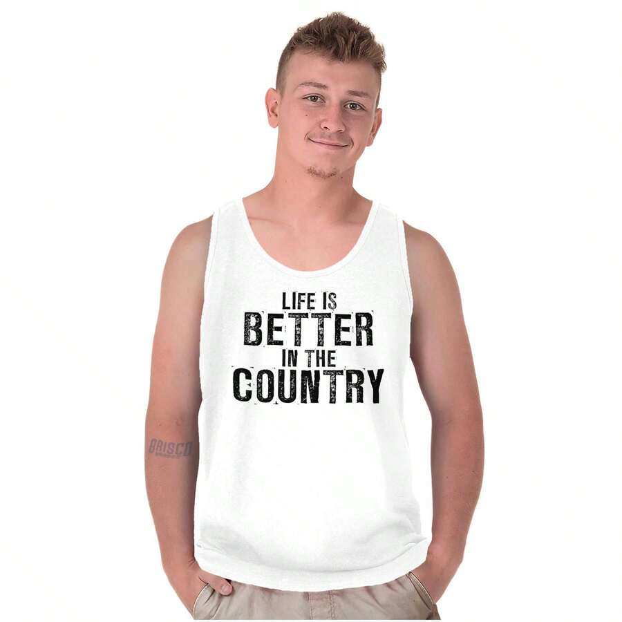 BRISCO BRANDS Better In The Country 可爱南方背心 T 恤男款 - 白色 - 查看 1