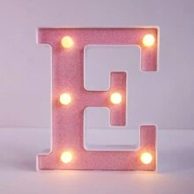 1pc Shiny Pink LED Letter Light, English Alphabet & Number Night Light, Battery Powered, Warm Glow, For Home Decor, Wall Decor, Kitchen Decor, Game Room Decor, Party Decor, Birthday Party, Outdoor Decor, Wedding Decor, Bedroom, Study, Graduation Party, Camping Decor