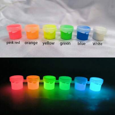 6 Colors Acrylic Glow In The Dark Paint Set, 0.17 Oz/Color, With Brush - Perfect For Painting And Art Projects, Acrylic Painting Supplies