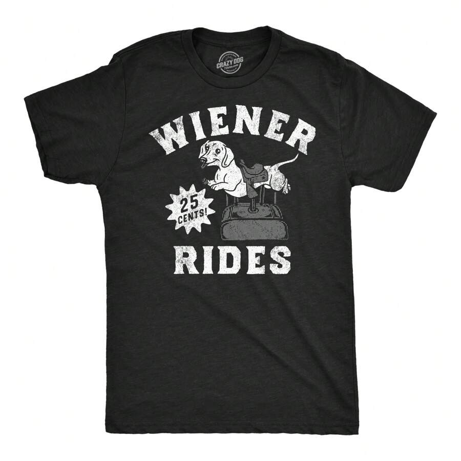 Mens Funny T Shirts Hot Dog Rides Sarcastic Dog Graphic Novelty For Men Mens Funny T Shirts Cool Vintage Fashion T-Shirt Gift Classic Menswear - 希瑟.布萊克 - 查看 1