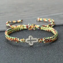 1pc New Fashion Crystal Cross Pendant Bracelet Women Men Handmade Adjustable Charm Braided Bracelets For Friend Jewelry Gift