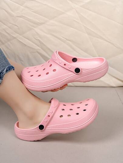 Women's Simple Elegant Casual Solid Color Breathable Quick-Dry Soft Wear-Resistant Slip-Resistant Hollow Slippers Sandals For Indoor Outdoor Garden Walking Daily Street Use, Spring Summer Autumn Winter