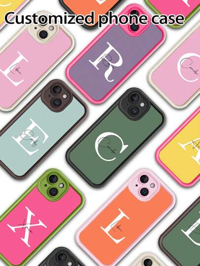 1pc Customized Text, Name, Date Silicone Full Coverage Lens Protection Phone Case, Compatible With IPhone 17 Air 16 15 14 13 12 11 Pro Max, Galaxy S25 24 23 Ultra FE A55 54 35
